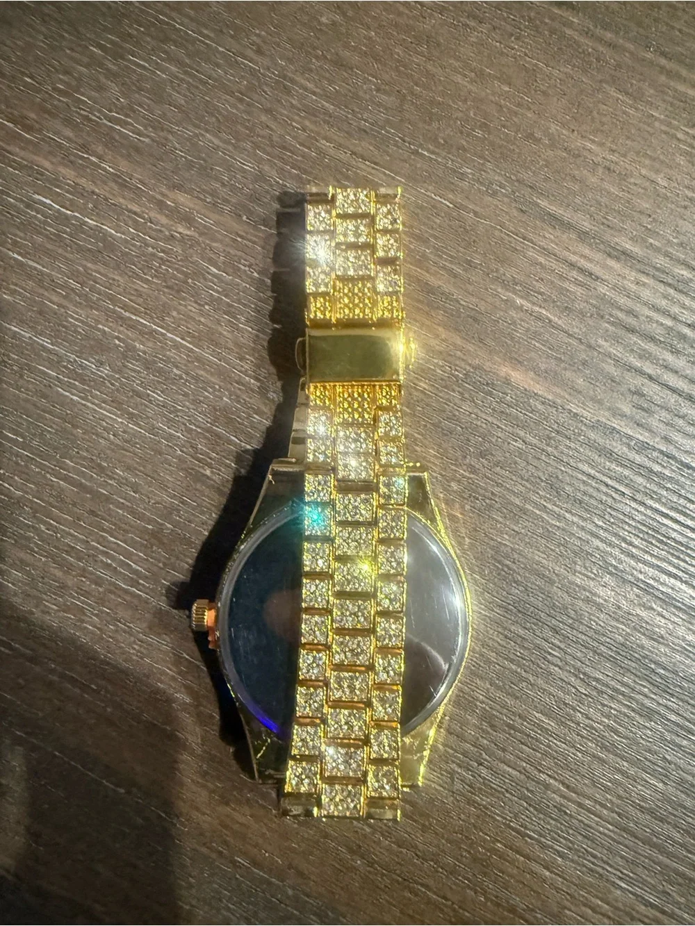 Gold and Blue Crystal Women's Watch - Elegant Statement Timepiece